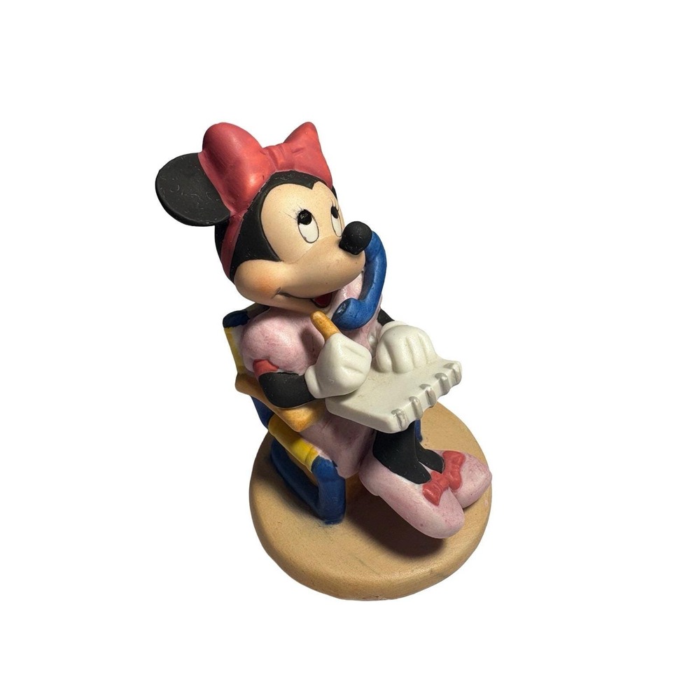 Walt Disney Productions Cold Painted Ceramic Minnie Mouse On The Phone Figurine